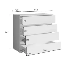 OTTO home Kommode »Greeti Sideboard mit 4 Schubladen, Maße B/T/H: 91,2/42/84,3 cm« Schubladenschrank mit viel Stauraum, weiß matt, Breite 91,2 cm
