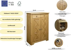 OTTO home Kommode »Hugo« B/T/H: 74/38/100 cm,aus massiver Kiefer, Breite 74 cm,2 Schubladen, FSC® zertifiziert
