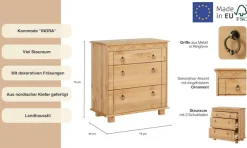 OTTO home Kommode »Indra Sideboard« B/T/H: 74/35/75 cm,75 cm breit, aus massiver Kiefer, FSC®-zertifiziert