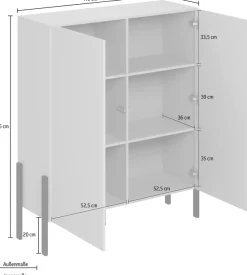 OTTO home Kommode »Jukon, Breite 110 cm, moderne grifflose Hochschrank, 2Türen« Highboard mit viel Stauraum, push-to-open-Funktion