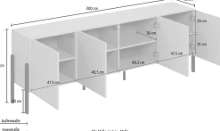 OTTO home Kommode »Jukon,Breite 200 cm, moderne grifflose Kommode,4 Türen« Sideboard, Anrichte viel Stauraum, push-to-open-Funktion