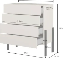 OTTO home Kommode »Jukon, Breite 84 cm, moderne grifflose Kommode« Schubladenkommode mit 4 Schubkästen, push to open Funktion