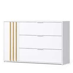 OTTO home Kommode »Kommode Caleera mit Drehtür, 3 Schubladen und MDF-Lamellen« Kommode B/H/T 125/79,8/35 cm