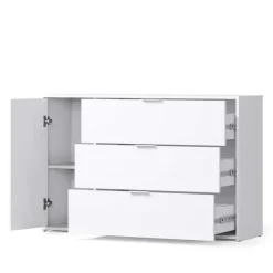 OTTO home Kommode »Kommode Caleera mit Drehtür, 3 Schubladen und MDF-Lamellen« Kommode B/H/T 125/79,8/35 cm