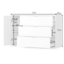 OTTO home Kommode »Kommode Caleera mit Drehtür, 3 Schubladen und MDF-Lamellen« Kommode B/H/T 125/79,8/35 cm