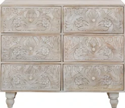 OTTO home Kommode »Lavin Sideboard« Mangoholz, mit dekorativen Schnitzereien, Handgefertigt, Breite 110 cm