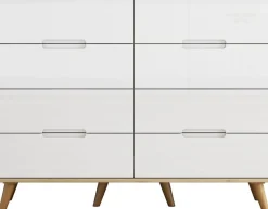 OTTO home Kommode »Lund« mit glänzenden Fronten, Griffmulden, helles Holzdekor, Breite 120 cm