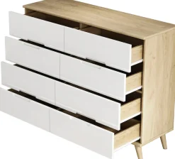 OTTO home Kommode »Lund« mit glänzenden Fronten, Griffmulden, helles Holzdekor, Breite 120 cm