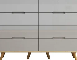 OTTO home Kommode »Lund« mit glänzenden Fronten, Griffmulden, helles Holzdekor, Breite 120 cm