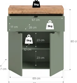 OTTO home Kommode »MAMBO II, Breite 77cm, 2 Türen, 1 Einlegeboden, 1 Schubkasten« 1 Stk. tlg. Kommode, Anrichte, Wohnzimmer, Schlafzimmer