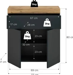 OTTO home Kommode »MAMBO, TOPSELLER!, Breite 77cm, 2 Türen, 1 Einlegeboden, 1 Schubkasten« 1 Stk. tlg. Kommode, Anrichte, Wohnzimmer, Schlafzimmer