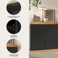 OTTO home Kommode »MAMBO, TOPSELLER!, Breite 77 cm, 1 Tür, 1 Einlegeboden, 3 Schubkästen« 1 Stk. tlg. Kommode, Anrichte, Wohnzimmer, Schlafzimmer