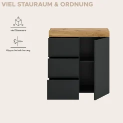 OTTO home Kommode »MAMBO, TOPSELLER!, Breite 77 cm, 1 Tür, 1 Einlegeboden, 3 Schubkästen« 1 Stk. tlg. Kommode, Anrichte, Wohnzimmer, Schlafzimmer