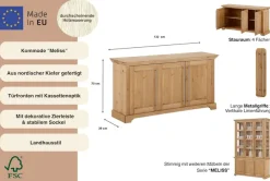 OTTO home Kommode »Melissa« aus massiver Kiefer, FSC® zertifiziert, 3-türig, Breite 132 cm