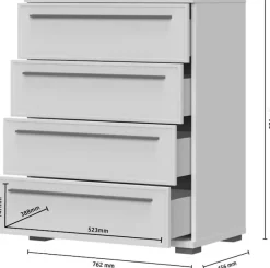 OTTO home Kommode »Opera Schubladenkommode, Sideboard, 4 Schubladen, B/T/H:76/45/97 cm« UV lackiert, Soft Close Funktion, Höhenverstellbare Füße