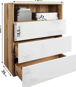 OTTO home Kommode »Paris« mit 3 Schubkästen (Breite 70 cm)
