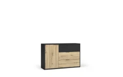 OTTO home Kommode »PERY Sideboard mit 3 Schubladen und 3 Fächer, Maße B/T/H: 125/36/79 cm« Moderner Schubladenschrank mit viel Stauraum und schwarzen Griffen