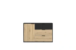 OTTO home Kommode »PERY Sideboard mit 3 Schubladen und 3 Fächer, Maße B/T/H: 125/36/79 cm« Moderner Schubladenschrank mit viel Stauraum und schwarzen Griffen