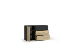 OTTO home Kommode »PERY Sideboard mit 3 Schubladen und 3 Fächer, Maße B/T/H: 125/36/79 cm« Moderner Schubladenschrank mit viel Stauraum und schwarzen Griffen