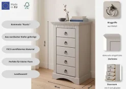 OTTO home Kommode »Rustic« Breite 48cm, aus massiver Kiefer, 5 Schubladen, FSC®-zertifiziert