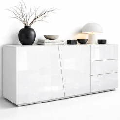 OTTO home Kommode »San Remo, Kombikommode, Sideboard, mit viel Stauraum, Hochglanz« Moderne Kommode, UV-lackiert, grifflos, push-to-open-Funktion, B=180cm