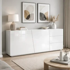 OTTO home Kommode »San Remo, Kombikommode, Sideboard, mit viel Stauraum, Hochglanz« Moderne Kommode, UV-lackiert, grifflos, push-to-open-Funktion, B=180cm