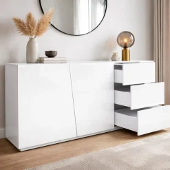 OTTO home Kommode »San Remo, Kombikommode, Sideboard, mit viel Stauraum, Hochglanz« Moderne Kommode, UV-lackiert, grifflos, push-to-open-Funktion, B=180cm