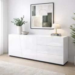 OTTO home Kommode »San Remo, Kombikommode, Sideboard, mit viel Stauraum, Hochglanz« Moderne Kommode, UV-lackiert, grifflos, push-to-open-Funktion, B=180cm