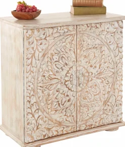 OTTO home Kommode »Sideboard mit 2 Türen, Breite/Höhe: 75/75 cm« Fronten mit individuellen Schnitzereien