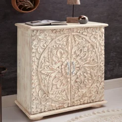 OTTO home Kommode »Sideboard mit 2 Türen, Breite/Höhe: 75/75 cm« Fronten mit individuellen Schnitzereien