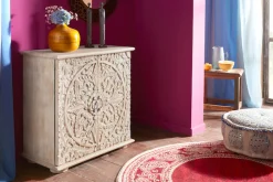 OTTO home Kommode »Sideboard mit 2 Türen, Breite/Höhe: 75/75 cm« Fronten mit individuellen Schnitzereien