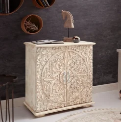 OTTO home Kommode »Sideboard mit 2 Türen, Breite/Höhe: 75/75 cm« Fronten mit individuellen Schnitzereien