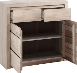 OTTO home Kommode »Silkeborg Fronten & Leisten aus Massivholz, Kospus aus Melamin« B/T/H: 90/35/85 cm. 2Schubladen & 2geschlossenen Fächern.Stauraum