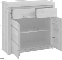 OTTO home Kommode »Silkeborg Fronten & Leisten aus Massivholz, Kospus aus Melamin« B/T/H: 90/35/85 cm. 2Schubladen & 2geschlossenen Fächern.Stauraum