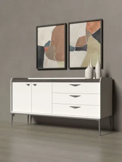 OTTO home Kommode »Soffy Kombikommode, Sideboard, Schubladenkommode« UV lackiert, Soft Close Funktion, Metallgestell in Anthrazit Dekor