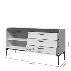 OTTO home Kommode »Soffy Kombikommode, Sideboard, Schubladenkommode« UV lackiert, Soft Close Funktion, Metallgestell in Anthrazit Dekor