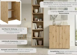 OTTO home Kommode »THALIAANA Sideboard mit 2 Türen, modernes Design, Breite 60 cm« Schrank in 3 Farben erhältlich, schwarze Metallgriffe, viel Stauraum