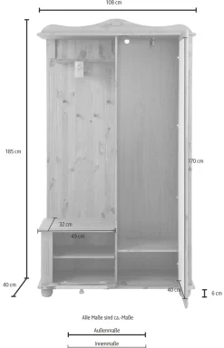 OTTO home Kompaktgarderobe »Adele« Breite 108 cm, mit Spiegeltür, aus massiver Kiefer, FSC®