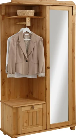 OTTO home Kompaktgarderobe »Adele« Breite 108 cm, mit Spiegeltür, aus massiver Kiefer, FSC®