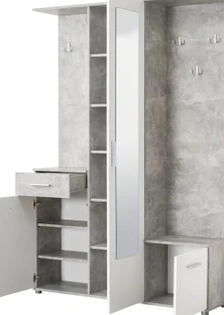 OTTO home Kompaktgarderobe »Martin Flurgarderobe, Dielenschrank, Flurmöbel, Breite 134 cm« Schuhschrank, mit Spiegel, in modernen Farben, mit 10 Haken