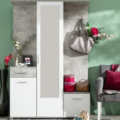 OTTO home Kompaktgarderobe »Martin Flurgarderobe, Dielenschrank, Flurmöbel, Breite 134 cm« Schuhschrank, mit Spiegel, in modernen Farben, mit 10 Haken