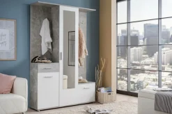 OTTO home Kompaktgarderobe »Martin Flurgarderobe, Dielenschrank, Flurmöbel, Breite 134 cm« Schuhschrank, mit Spiegel, in modernen Farben, mit 10 Haken