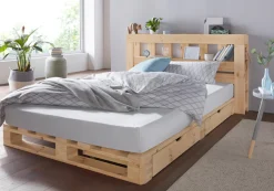 OTTO home Kopfteil »"ALASCO " Made in Europe, FSC® zertifiziertes Massivholz« für Palettenbett Alasco, aus Massivholz, mit 7 offenen Fächern