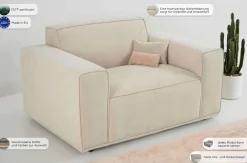 OTTO home Loveseat »Avelin, 1.5 Sitzer, 140 cm,Chenille, Struktur-Boucle« mit Wellenunterfederung, Kedernaht, bodentief, Skandi-Design