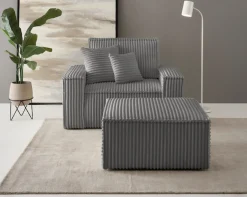 OTTO home Loveseat »FINNLEY Cord, Loveseat & Hocker im Set« 2 Stk. tlg. verfügbar in den Stoffqualitäten Bouclé, Struktur fein und Mega Cord