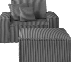 OTTO home Loveseat »FINNLEY Cord, Loveseat & Hocker im Set« 2 Stk. tlg. verfügbar in den Stoffqualitäten Bouclé, Struktur fein und Mega Cord