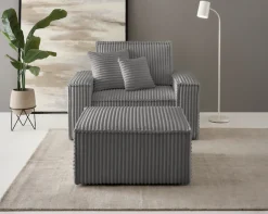 OTTO home Loveseat »FINNLEY Cord, Loveseat & Hocker im Set« 2 Stk. tlg. verfügbar in den Stoffqualitäten Bouclé, Struktur fein und Mega Cord