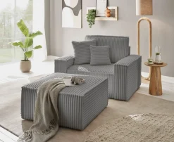 OTTO home Loveseat »FINNLEY Cord, Loveseat & Hocker im Set« 2 Stk. tlg. verfügbar in den Stoffqualitäten Bouclé, Struktur fein und Mega Cord