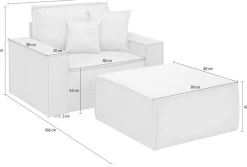 OTTO home Loveseat »FINNLEY Struktur fein, Loveseat & Hocker im Set« 2 Stk. tlg. verfügbar in den Stoffqualitäten Bouclé, Struktur fein und Mega Cord
