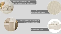 OTTO home Loveseat »FINNLEY Struktur fein, Loveseat & Hocker im Set« 2 Stk. tlg. verfügbar in den Stoffqualitäten Bouclé, Struktur fein und Mega Cord